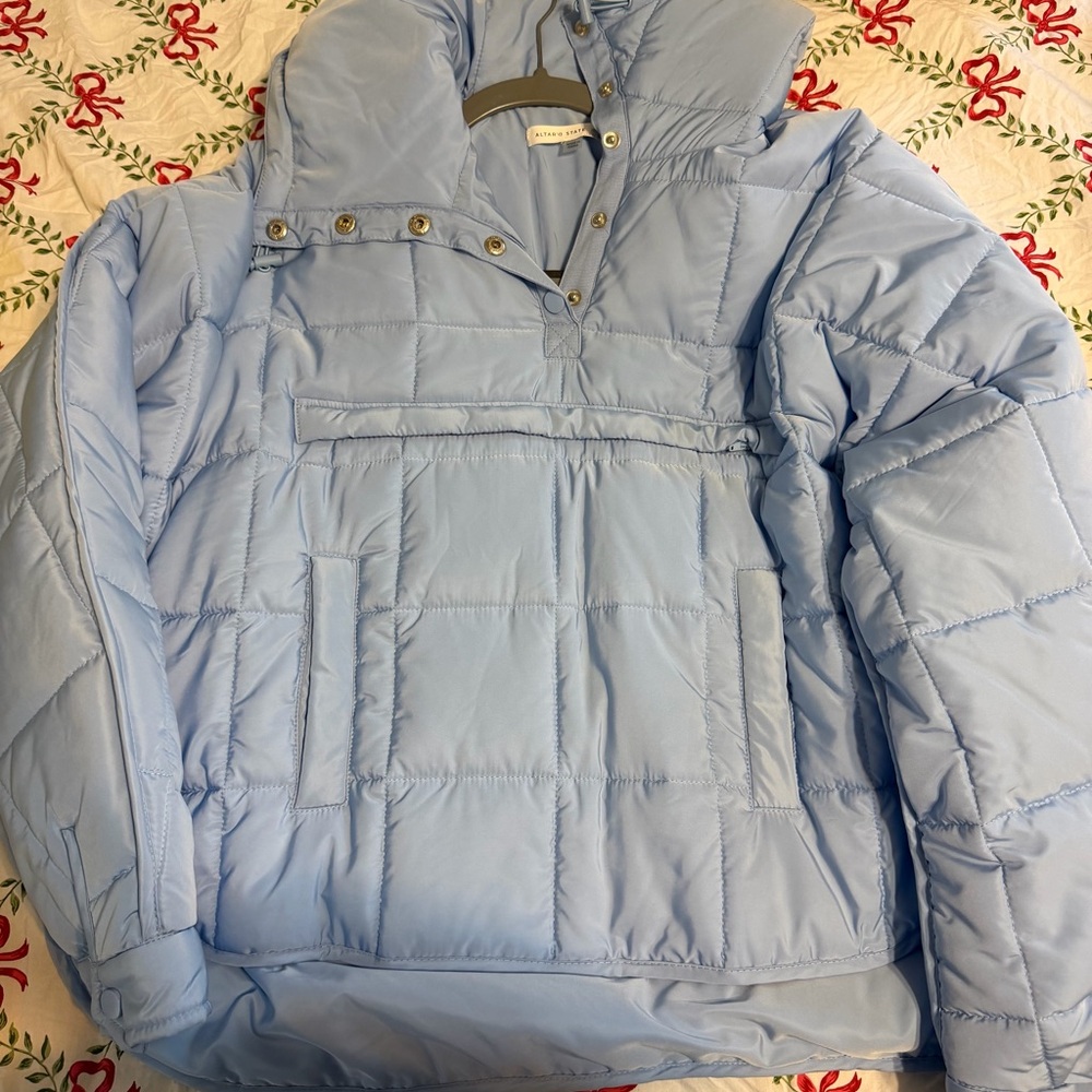 Altar'd State Sky Blue Puffer Hoodie